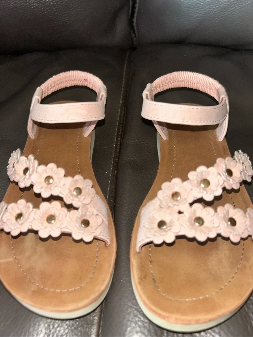 Girls' Pink Floral Strap Sandals